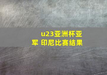 u23亚洲杯亚军 印尼比赛结果